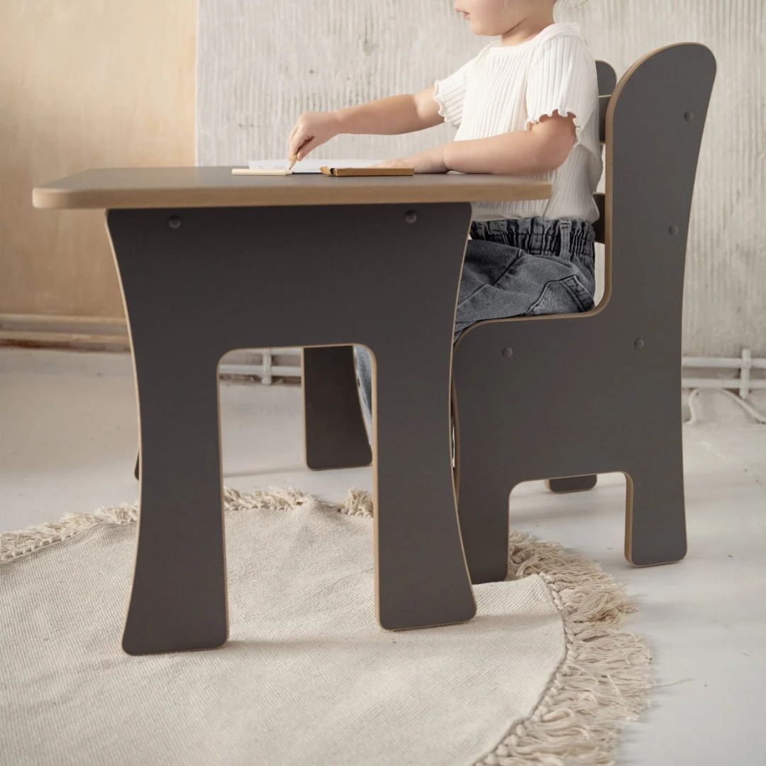 Complete Kids’ Table & Chair Set with Safety Bars & Stain-Resistant Laminate