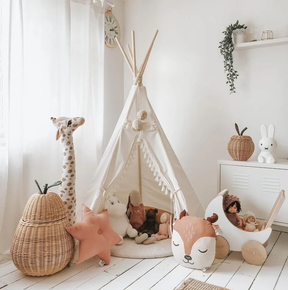Tipi infantil con esterilla, dispositivo de fijación y guirnalda 120Lx120lx150H