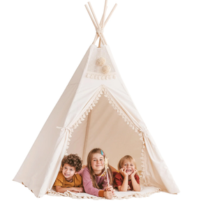 Tipi infantil con esterilla, dispositivo de fijación y guirnalda 120Lx120lx150H