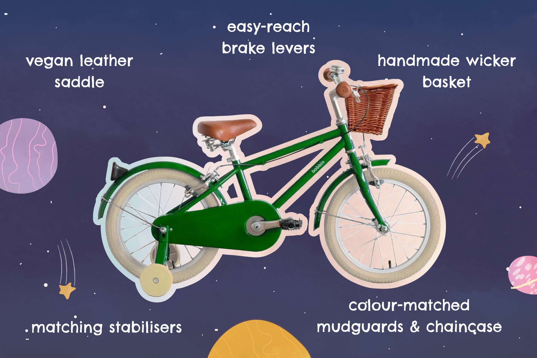Bicicleta didática Moonbug 16" para crianças dos 4 aos 6 anos