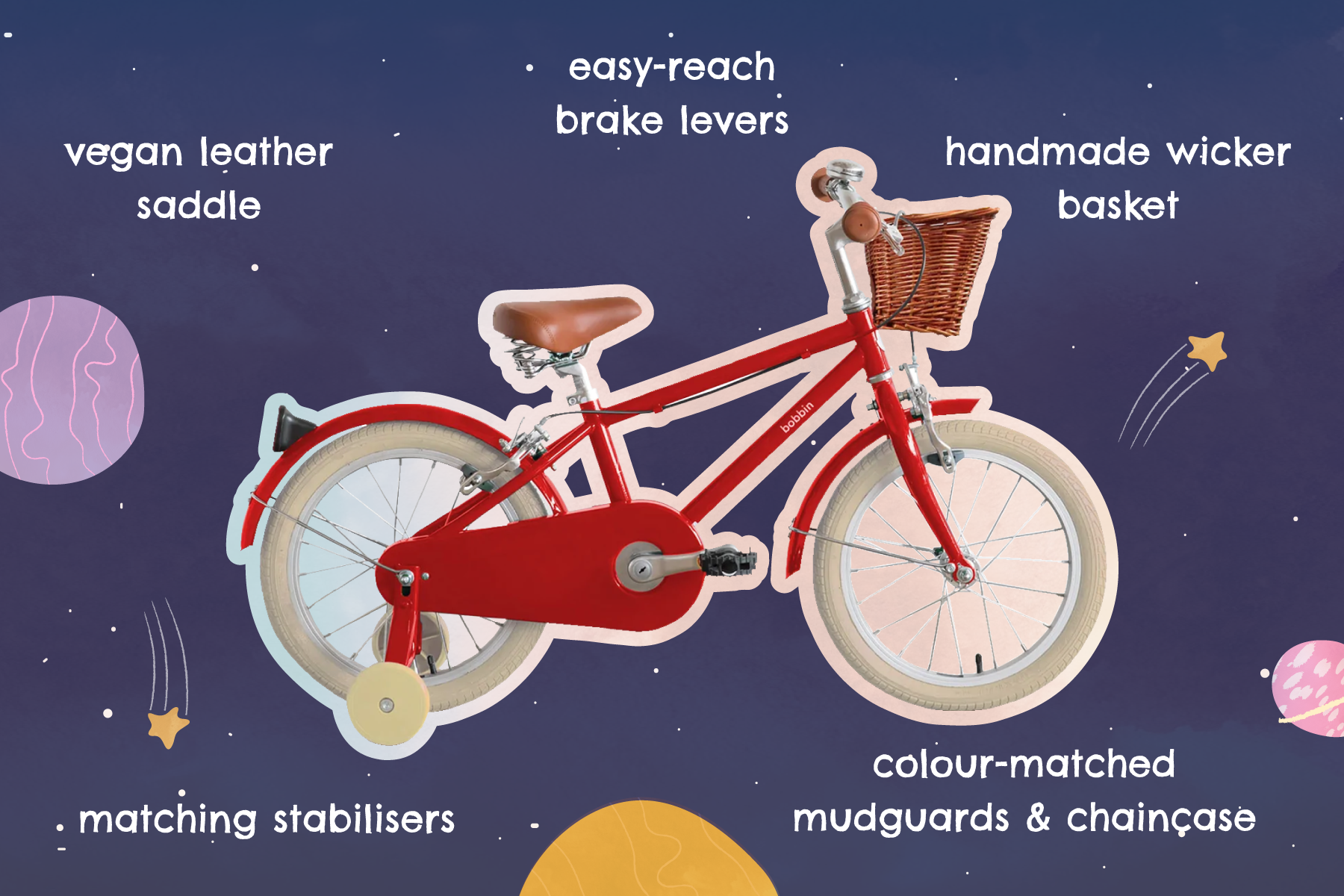 Bicicleta didática Moonbug 16" para crianças dos 4 aos 6 anos