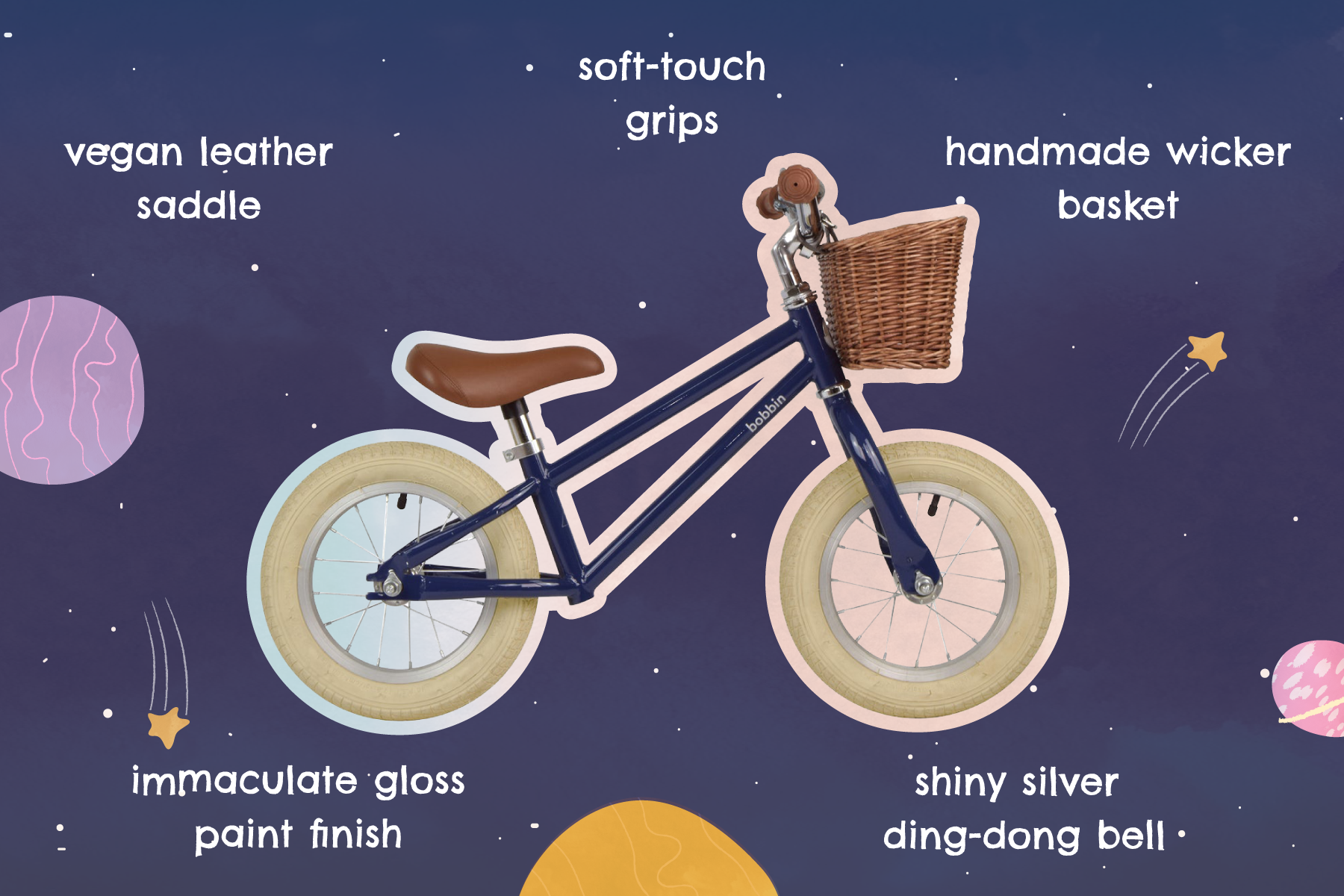 Bicicleta de equilíbrio 12" para crianças sem pedais Moonbug 