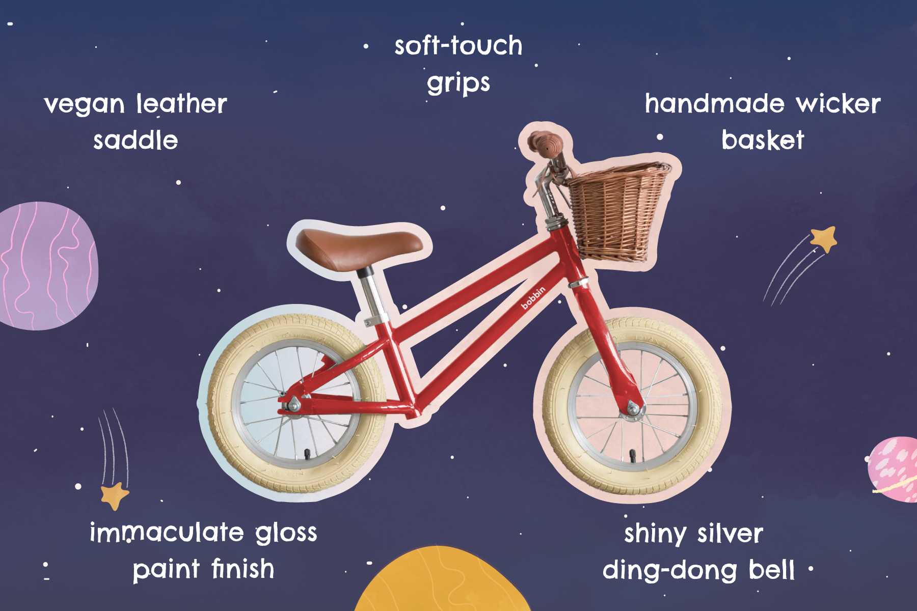 Bicicleta de equilíbrio 12" para crianças sem pedais Moonbug 