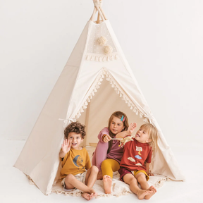 Tipi infantil con esterilla, dispositivo de fijación y guirnalda 120Lx120lx150H
