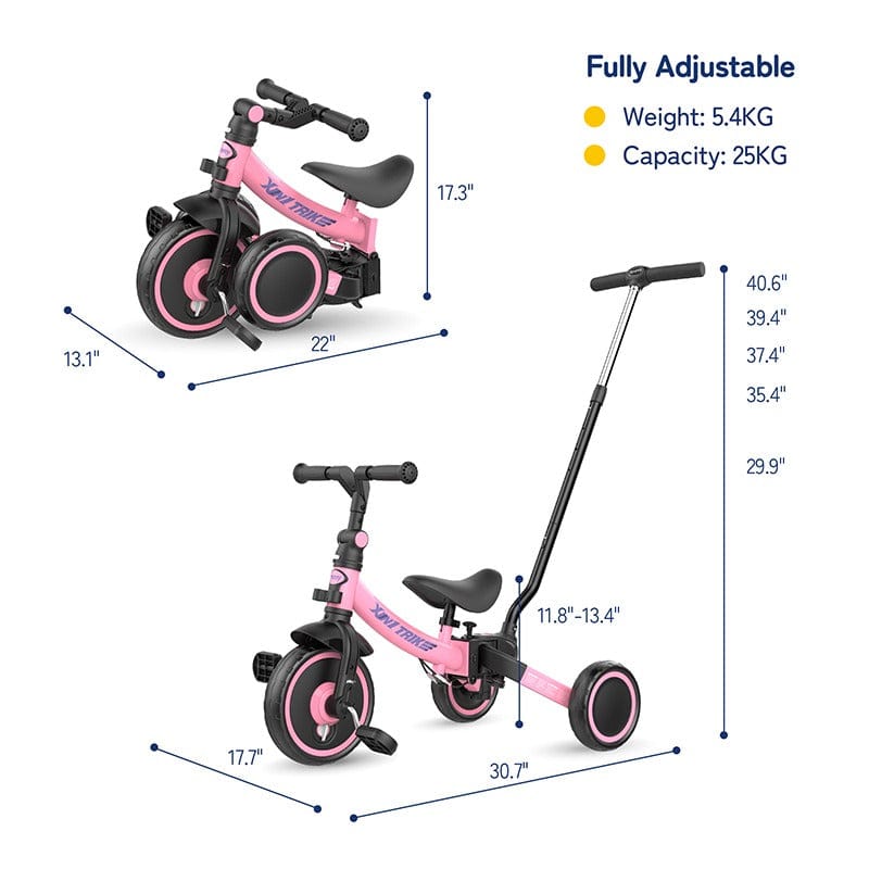 Tricycle enfant pliable 7-en-1  de 1 à 4 ans