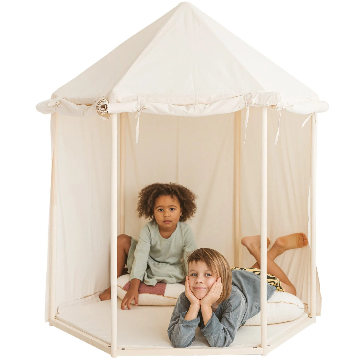 Tipi infantil con esterilla, dispositivo de fijación y guirnalda 120Lx120lx150H