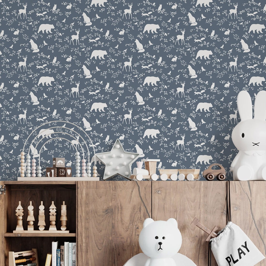 Papier peint animaux de la forêt bleu Pastelowe Love - Wallpapers par Pastelowe Love