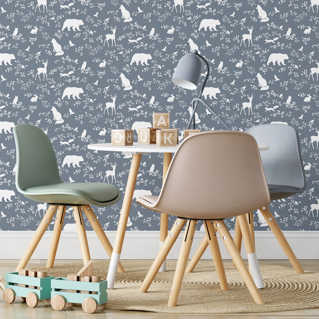 Papier peint animaux de la forêt bleu Pastelowe Love - Wallpapers par Pastelowe Love